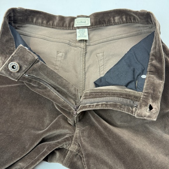 LL BEAN Brown Velvet Pants Women's Size 4 Reg Cotton Spandex Straight Leg EUC - Picture 13 of 16